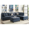 Dark Blue Sectional Sofa with Reversible Chaise and Ottoman X3043