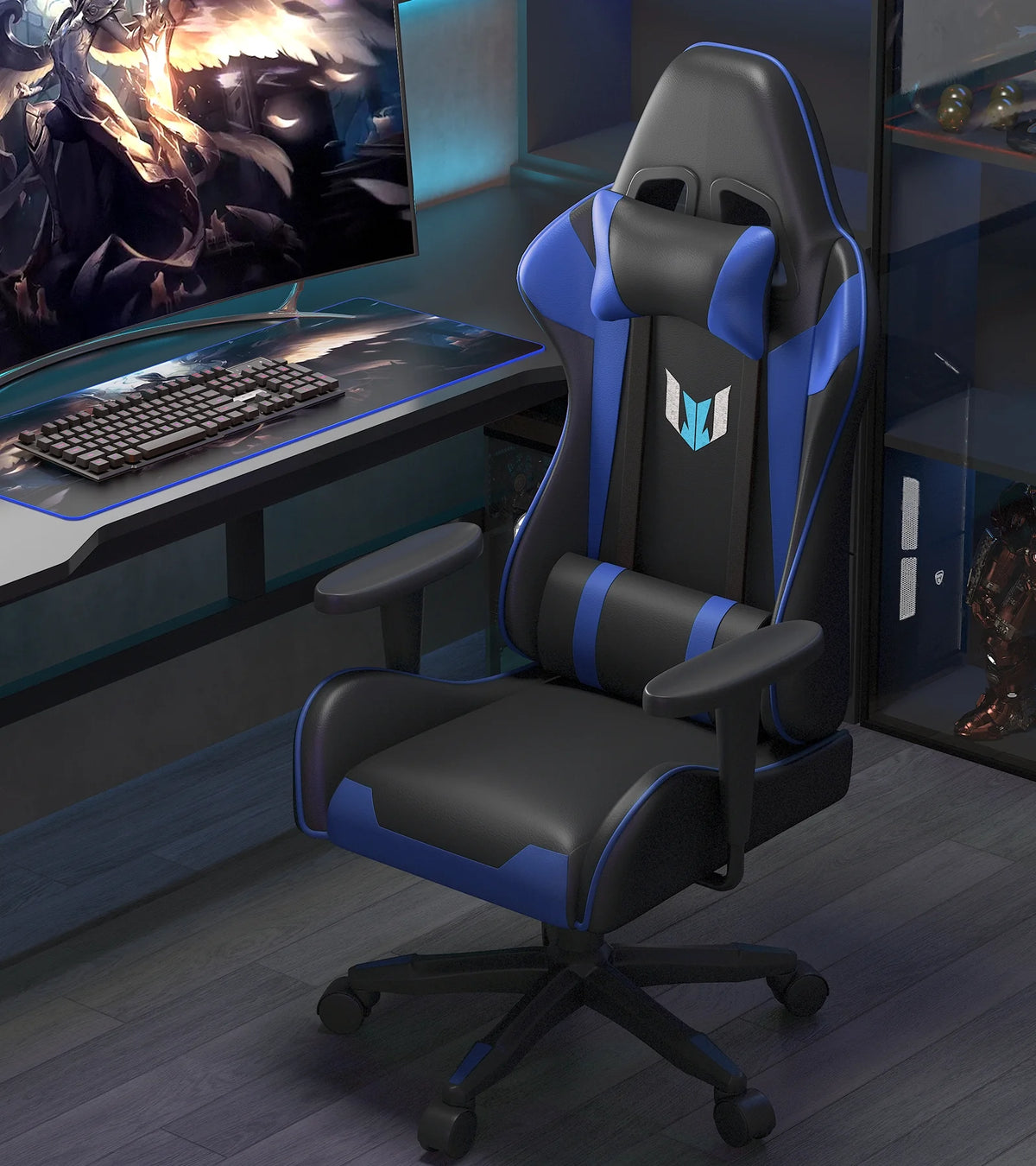 Blue Ergonomic Gaming Chair with Lumbar Support & Headrest B53315