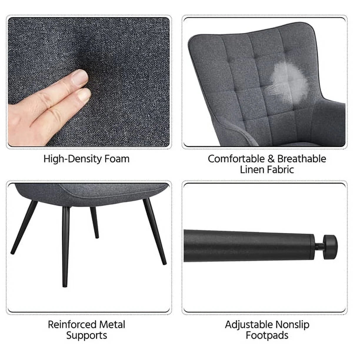 Gray Upholstered Accent Chair and Ottoman Set F9562