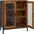 Rustic Brown 3-Tier Storage Cabinet with 2 Mesh Doors E50305