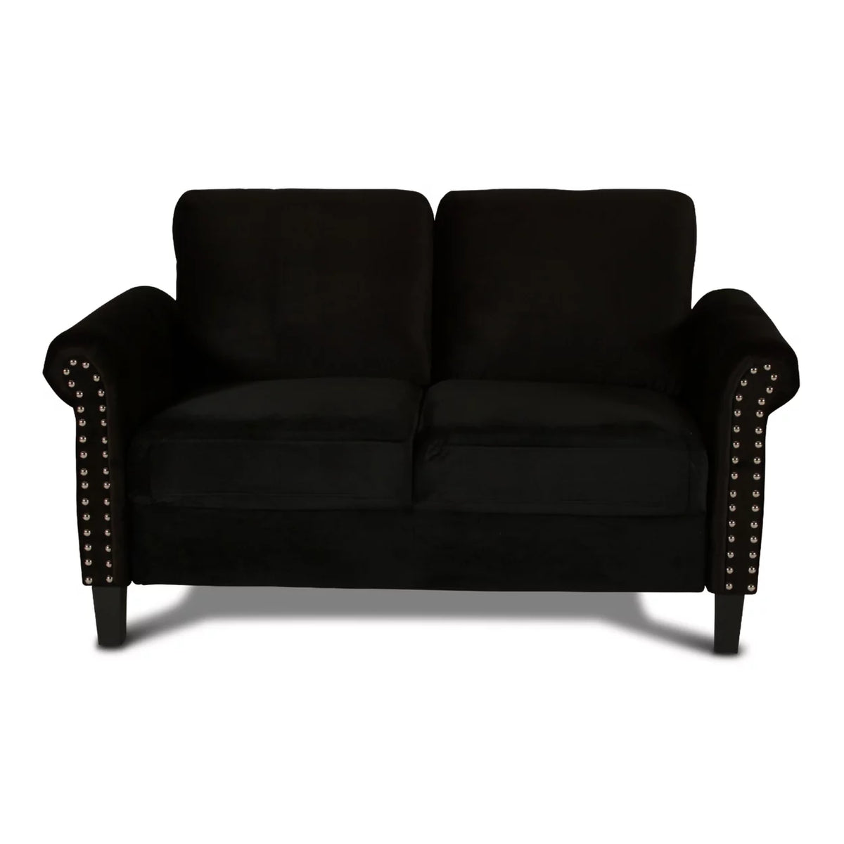 Black Velvet Loveseat with Nailhead Trim M79136
