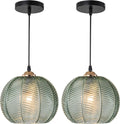 Green Glass Pendant Light Fixtures 2-Pack E2473