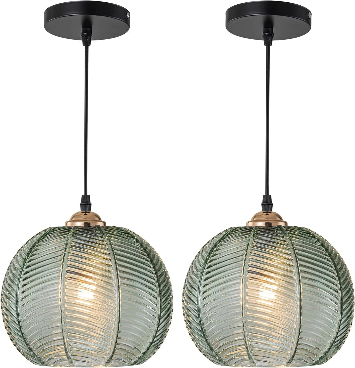 Green Glass Pendant Light Fixtures 2-Pack E2473