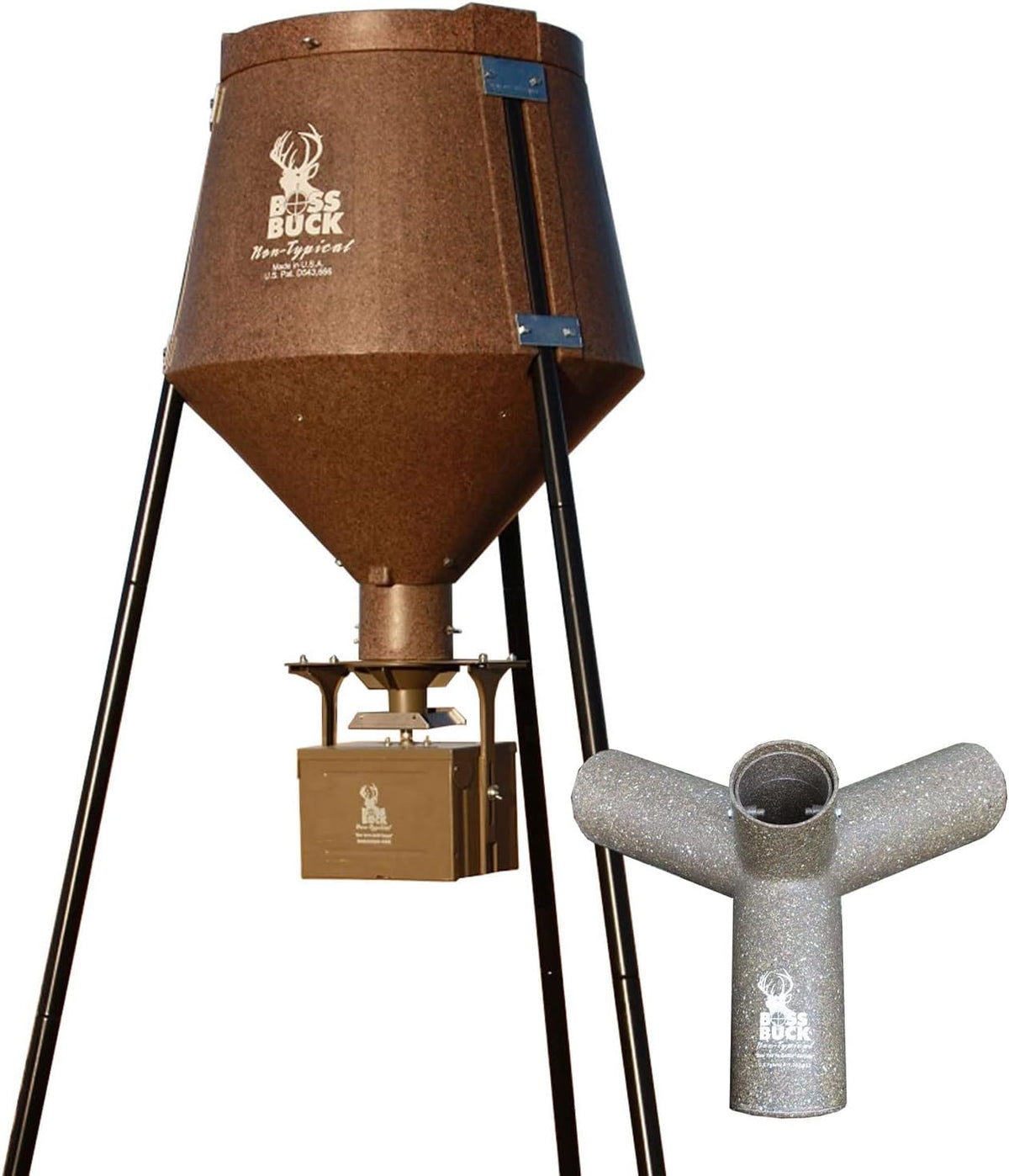 200 Pounds Heavy Duty 2 Step Deer Feeder Drum with Protein 3 Feed Tube E672