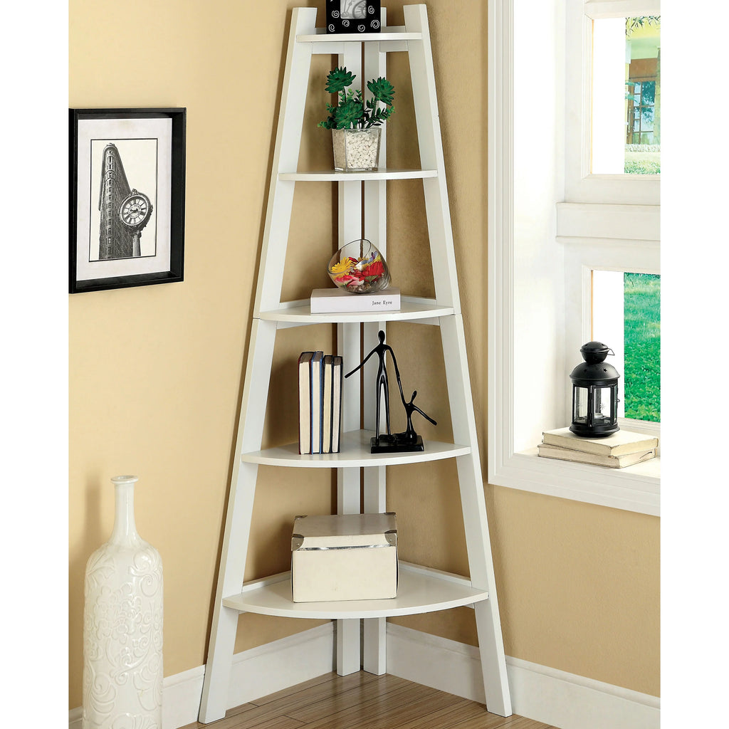 Cherry Finish 5-shelf Corner Bookshelf B5365