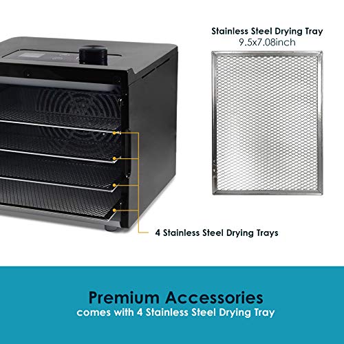 Stainless Steel Trays Food Dehydrator with Adjustable Temperature Controls I657064