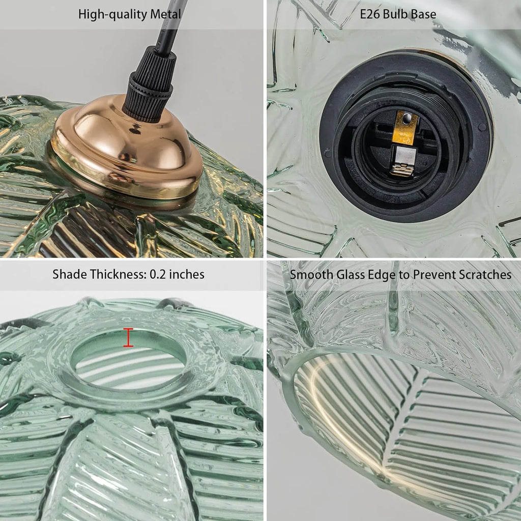 Green Glass Pendant Light Fixtures 2-Pack E2473