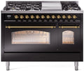 48 Dual Fuel Propane Gas Range in Black with Brass Trim L618389