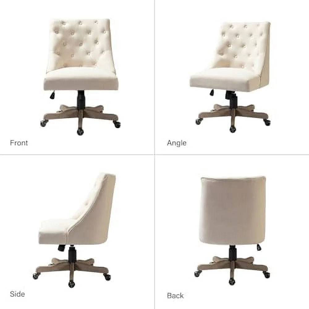 Beige Tufted Upholstered Armless Office Chair S540