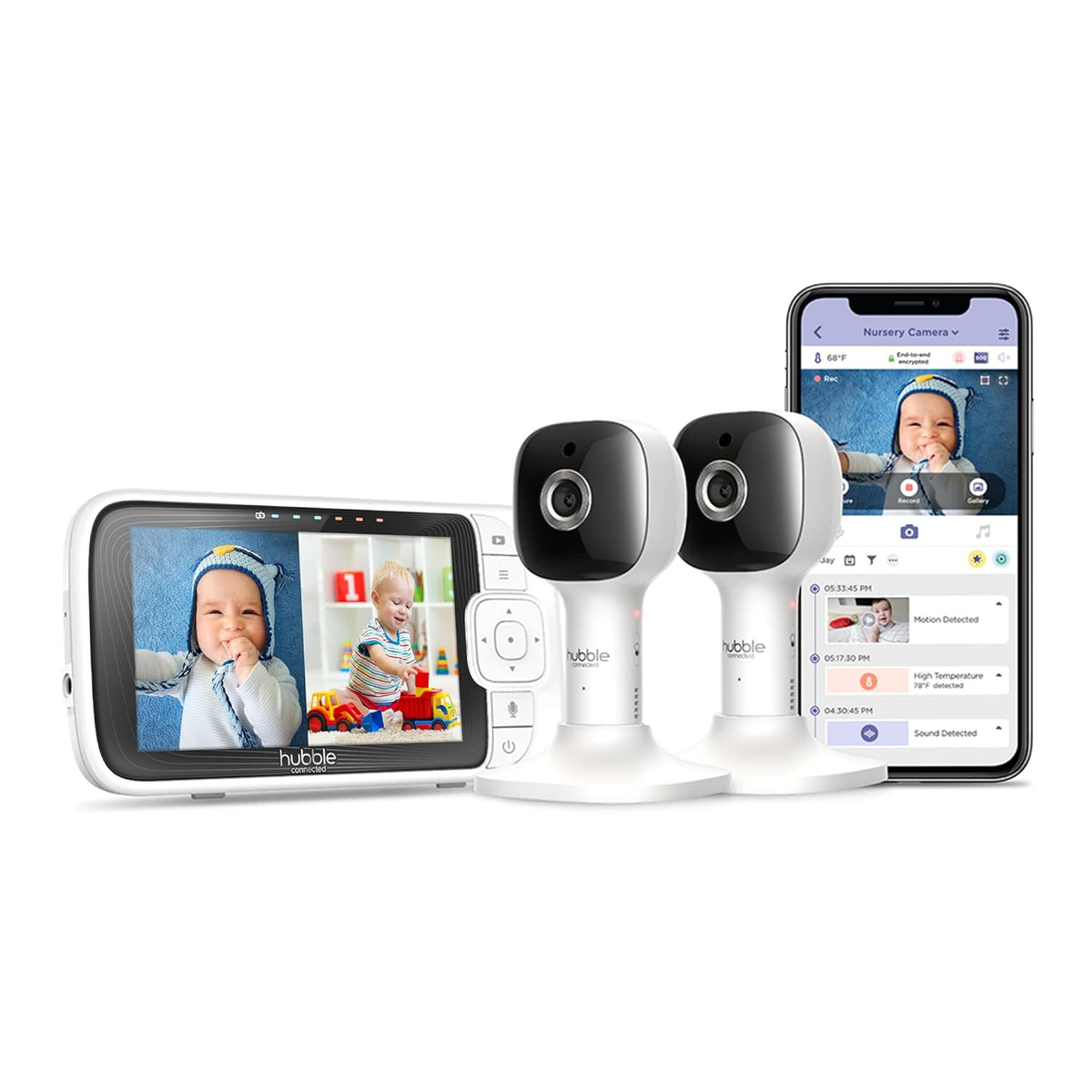 White 2-Cameras Smart Baby Monitor with Camera and Audio X495