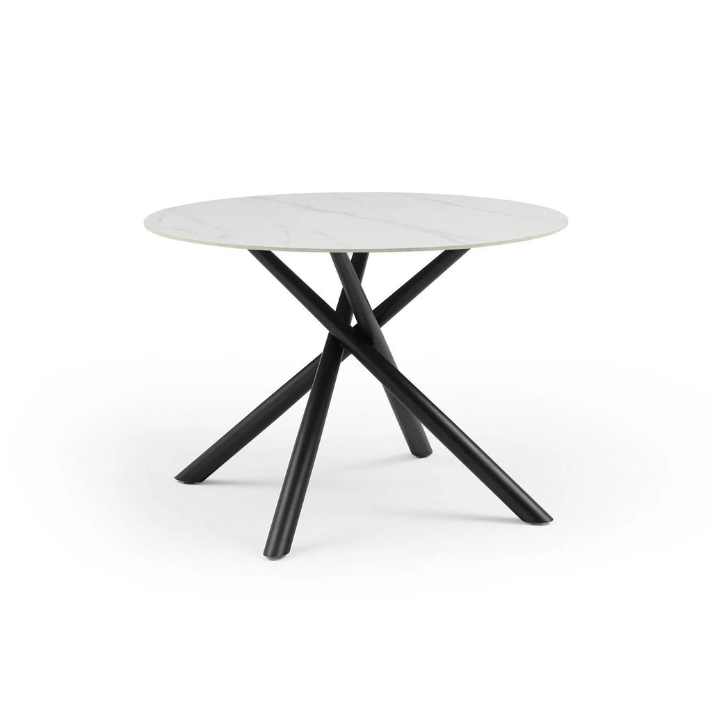 Round Dining Table with Metal Cross Legs White Black G412