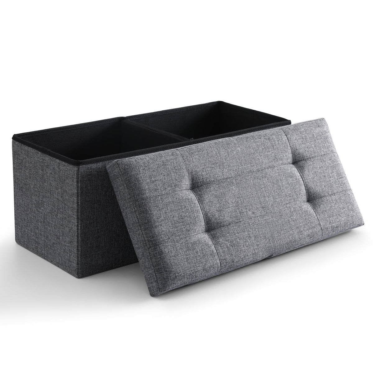 Linen Fabric Storage Ottoman Bench D309784