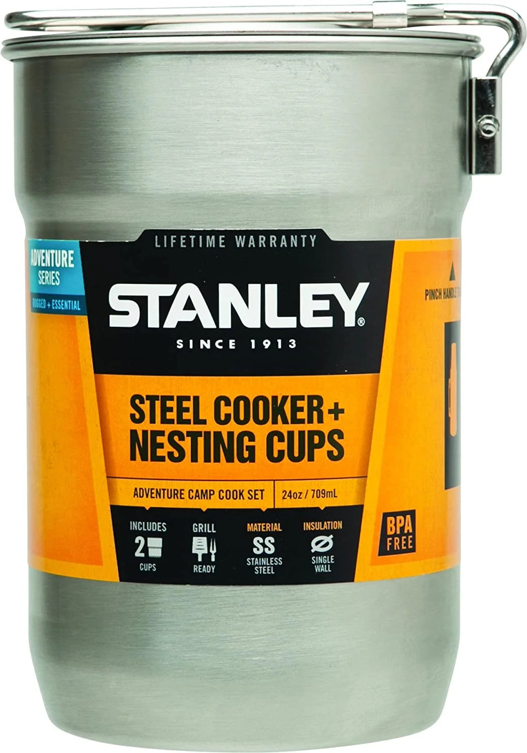 Stainless Steel Camp Cook Set with 2 Cups and Kettle T130522