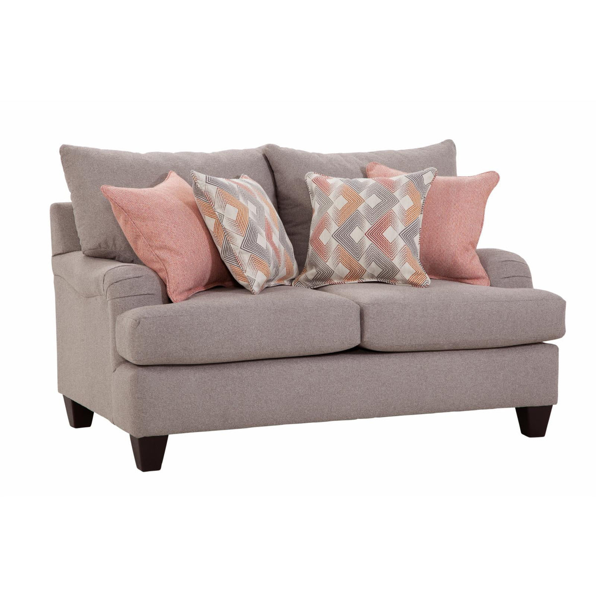 Woven Chenille Rolled Arm Loveseat with 4 Accent Pillows T99821