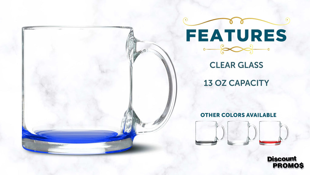 Clear Glass Coffee Mugs 13 oz. Set of 10 S5178