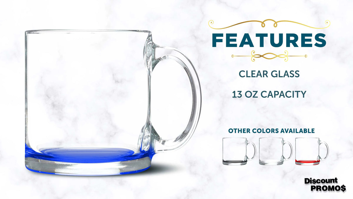 Clear Glass Coffee Mugs 13 oz. Set of 10 S5178