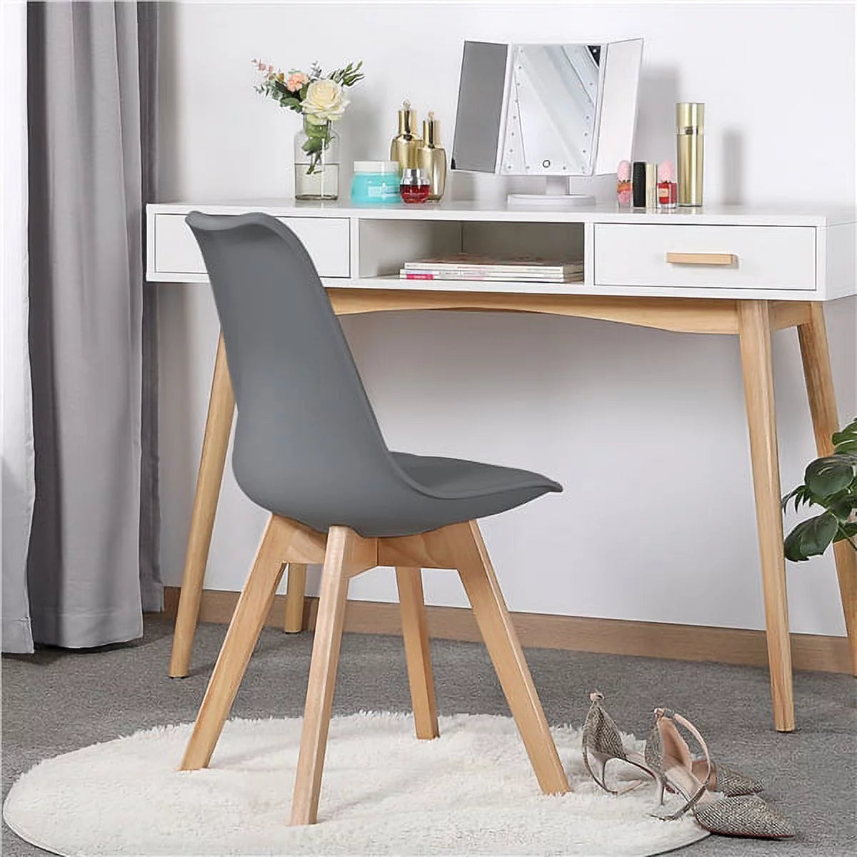 Gray Set of 4 Padded Dining Chairs O990