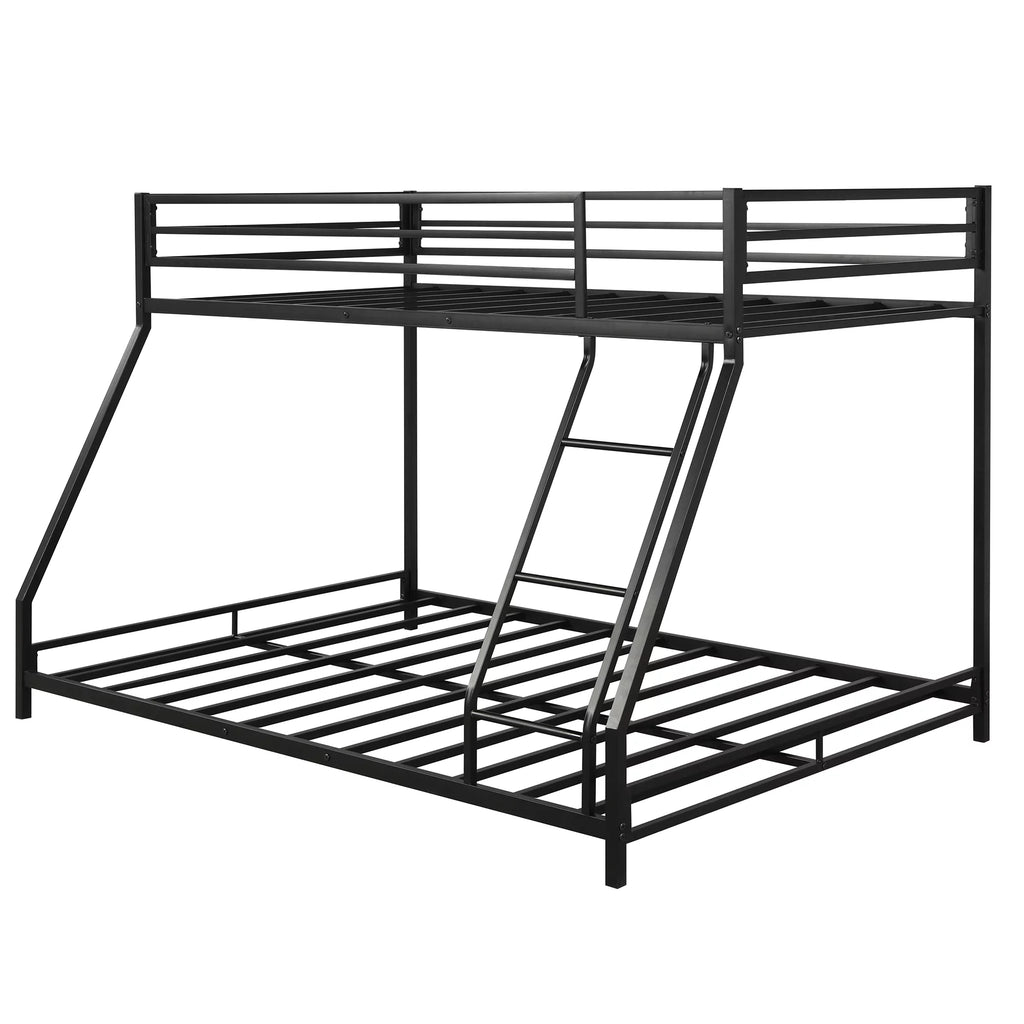 Black Twin Over Full Metal Bunk Bed with Ladder and Guardrail R434207