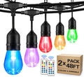 2-Pack 48FT Outdoor RGB String Lights with 30+5 E26 Shatterproof Edison Bulb Dimmable R30538