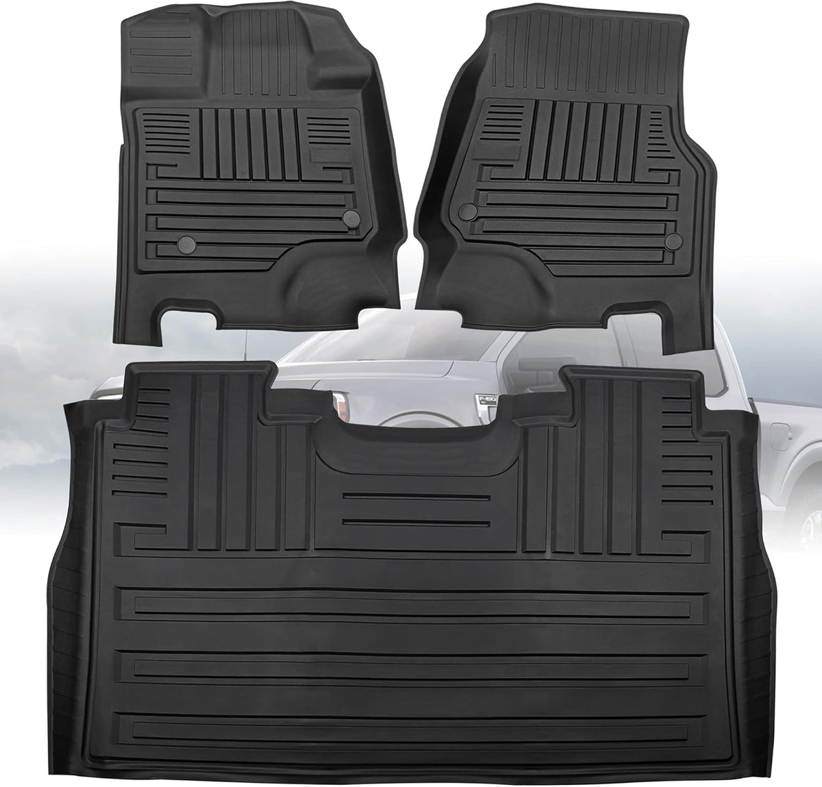 Black TPE All Weather Floor Mats, Full Set of Front and Rear T69121