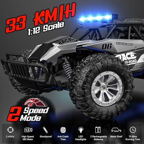 2.4GHz 1:12 Monster RC Truck with LED Headlight and Rechargeable Battery E21376