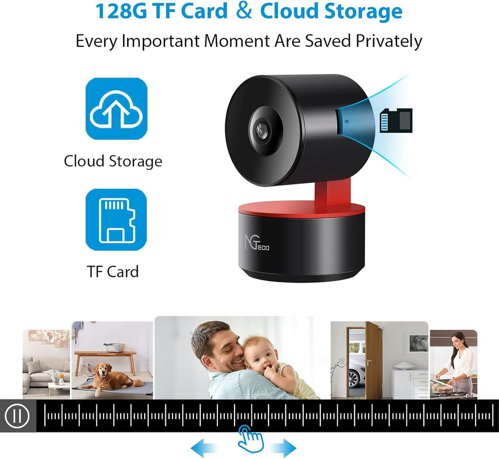 1080P WiFi Security Camera Indoor with Night Vision 2 Way Audio, Pack of 2 D47544