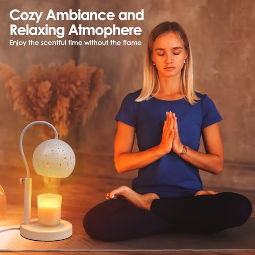 White Electric Candle Warmer Lamp with Timer and Remote Controls X926