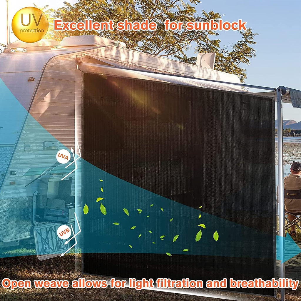 Black Mesh RV Awning Sunshade 15' x 9' I49201