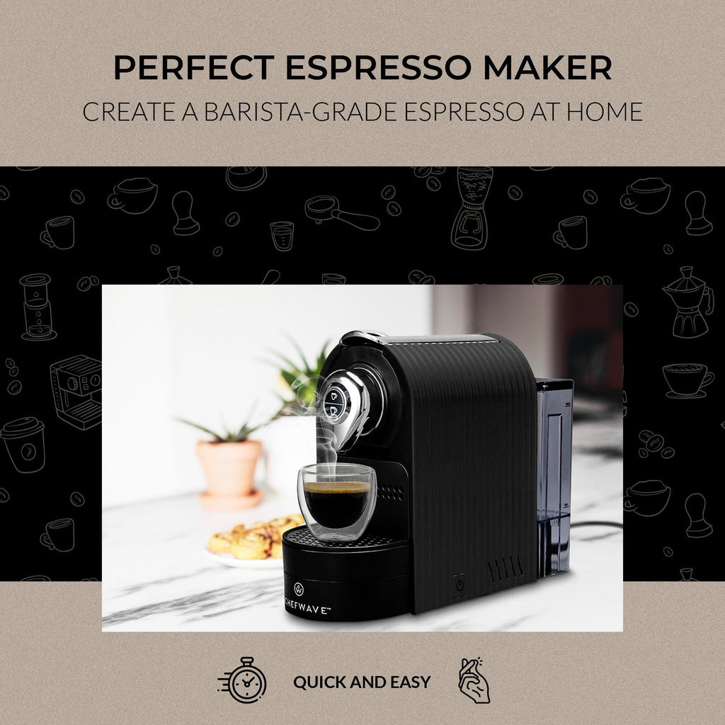Black Espresso Machine for Nespresso Capsules with Holder and Cups R7869
