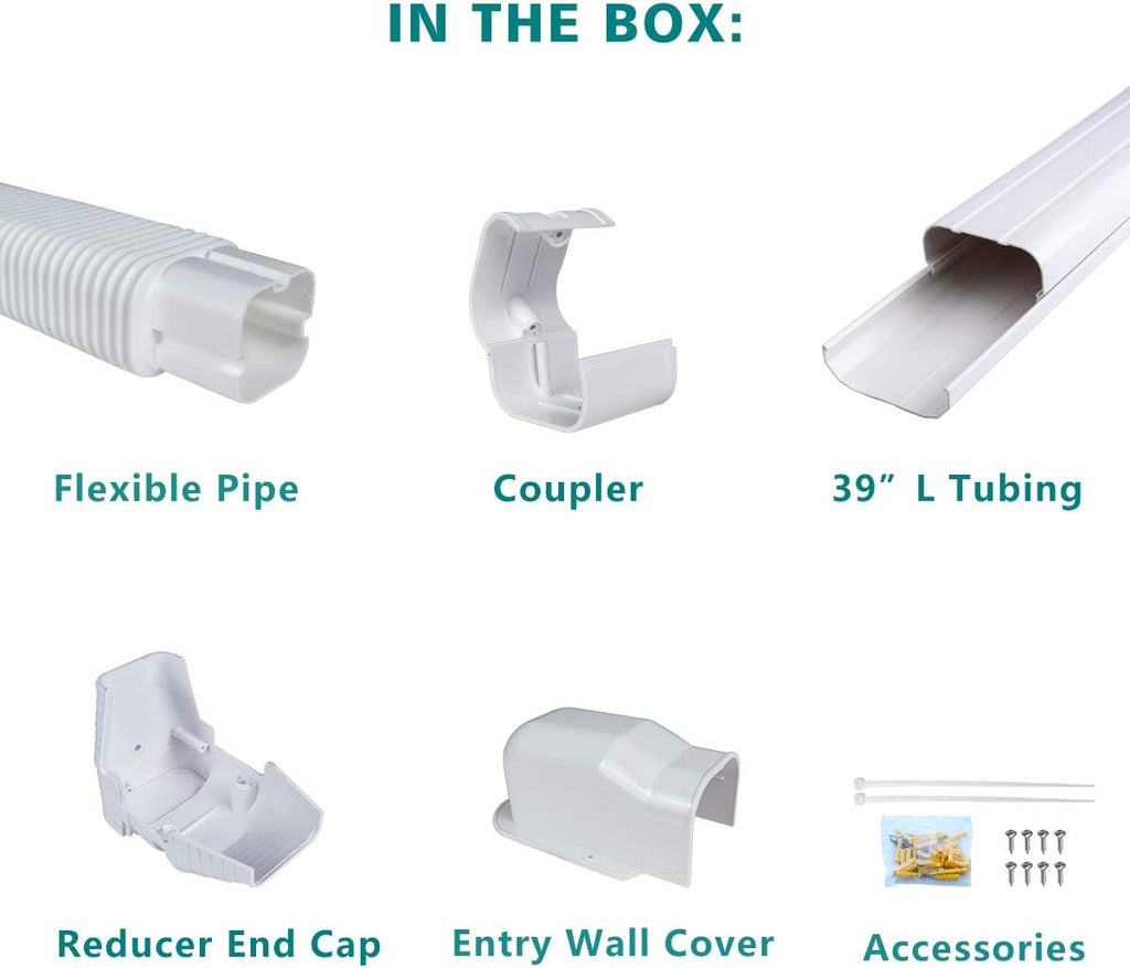 PVC Decorative Air Conditioner Line Set Cover Kit, 3in W, 9ft L, Pack of 2 G944