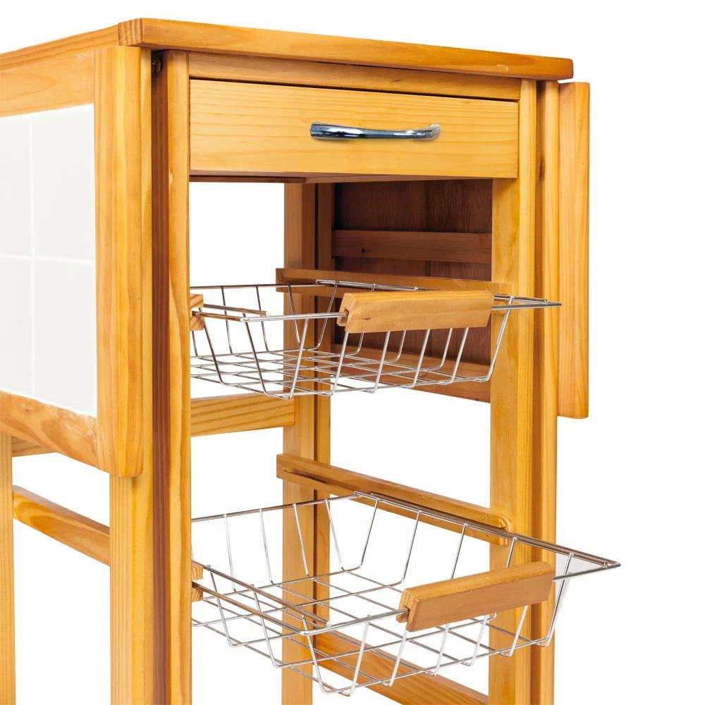 Portable Rolling Drop Leaf Kitchen Storage Trolley Cart W755005