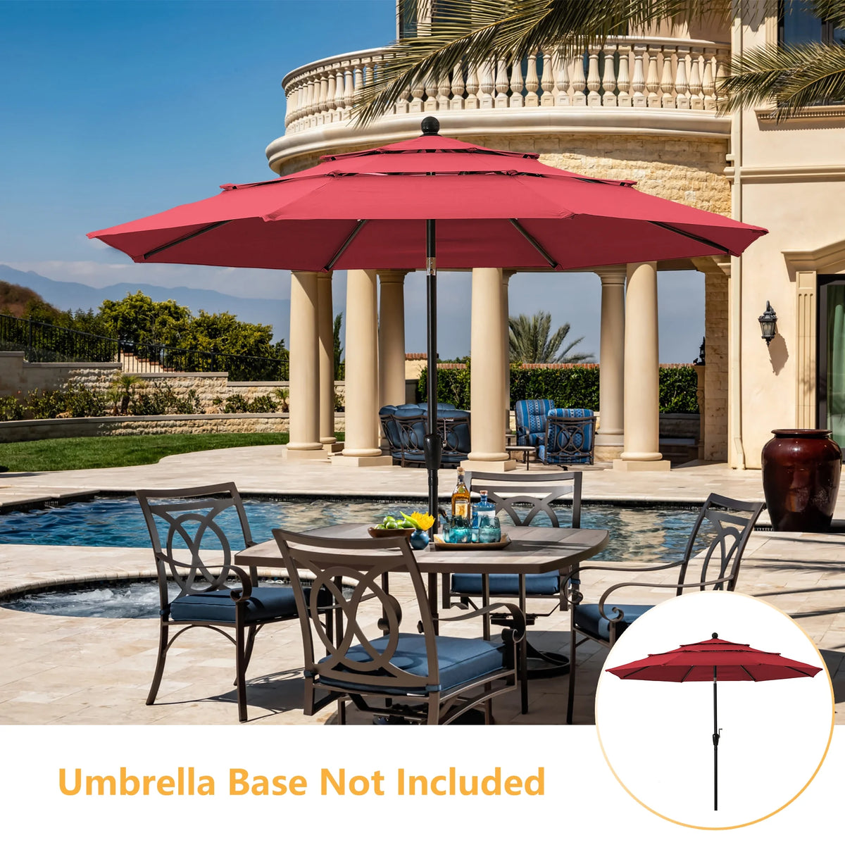 10 Ft 3 Tier Double Vented Patio Umbrella with Crank S2284