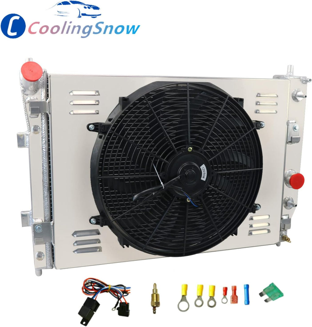 4 Row Radiator Shroud 16'' Fan for Chevy Corvette V8 GAS 2003-2013 Y8290