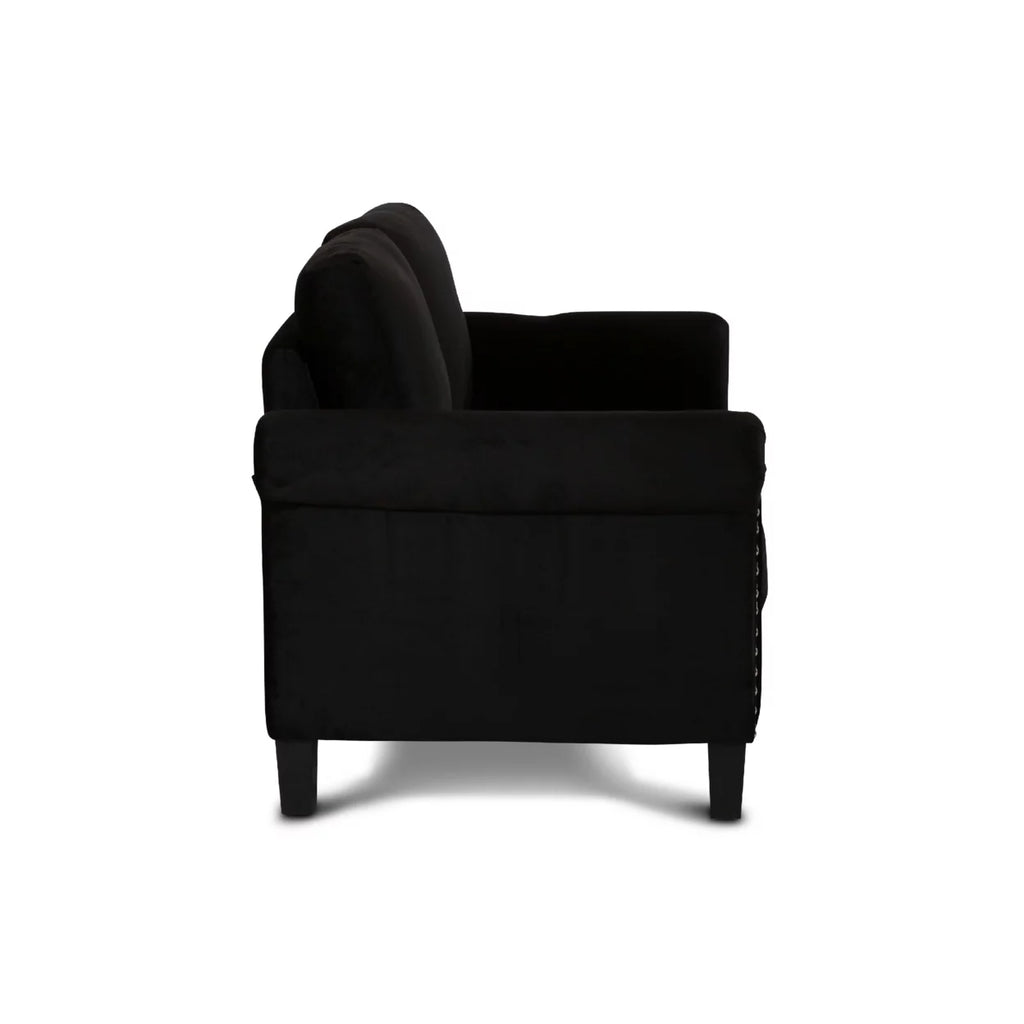 Black Velvet Loveseat with Nailhead Trim M79136