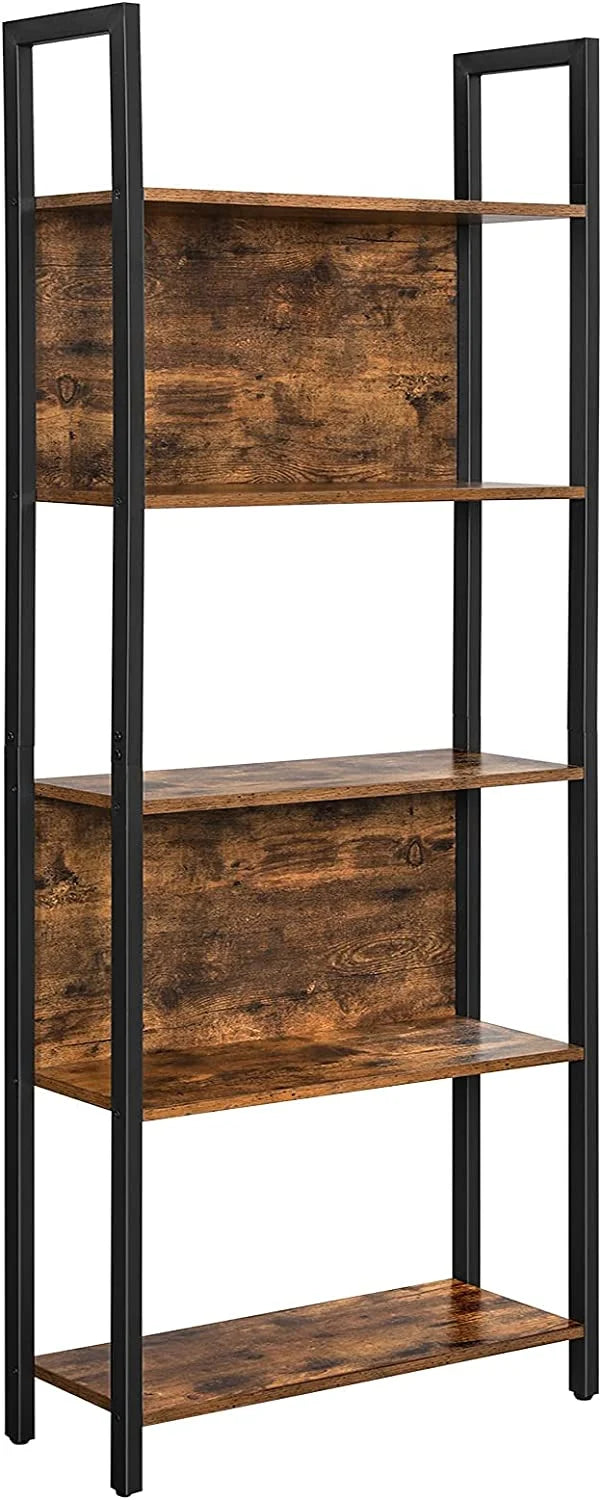 5 Shelf Rustic Brown and Black Bookshelf P739709