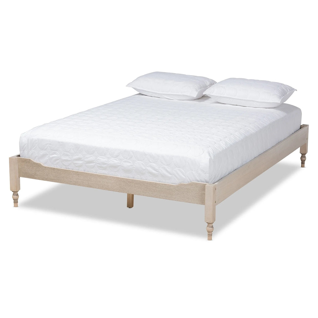 Antique White Wood Platform Bed Frame King T63098