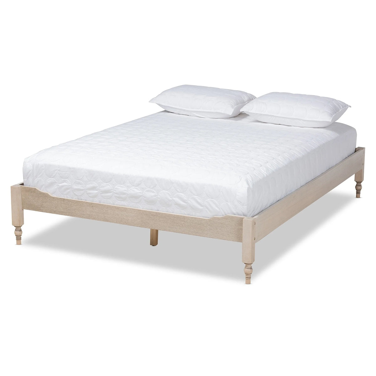 Antique White Wood Platform Bed Frame King T63098