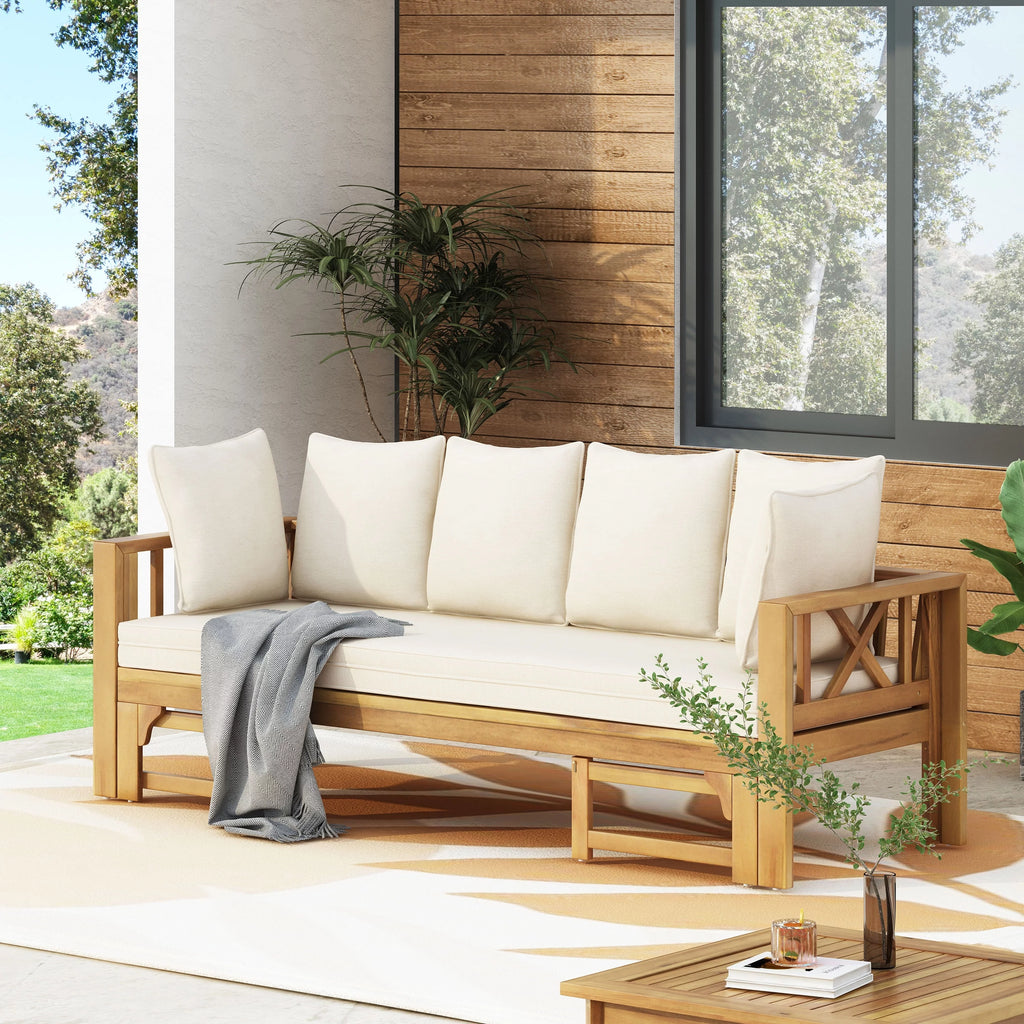 Extendable Acacia Wood Daybed Sofa C541