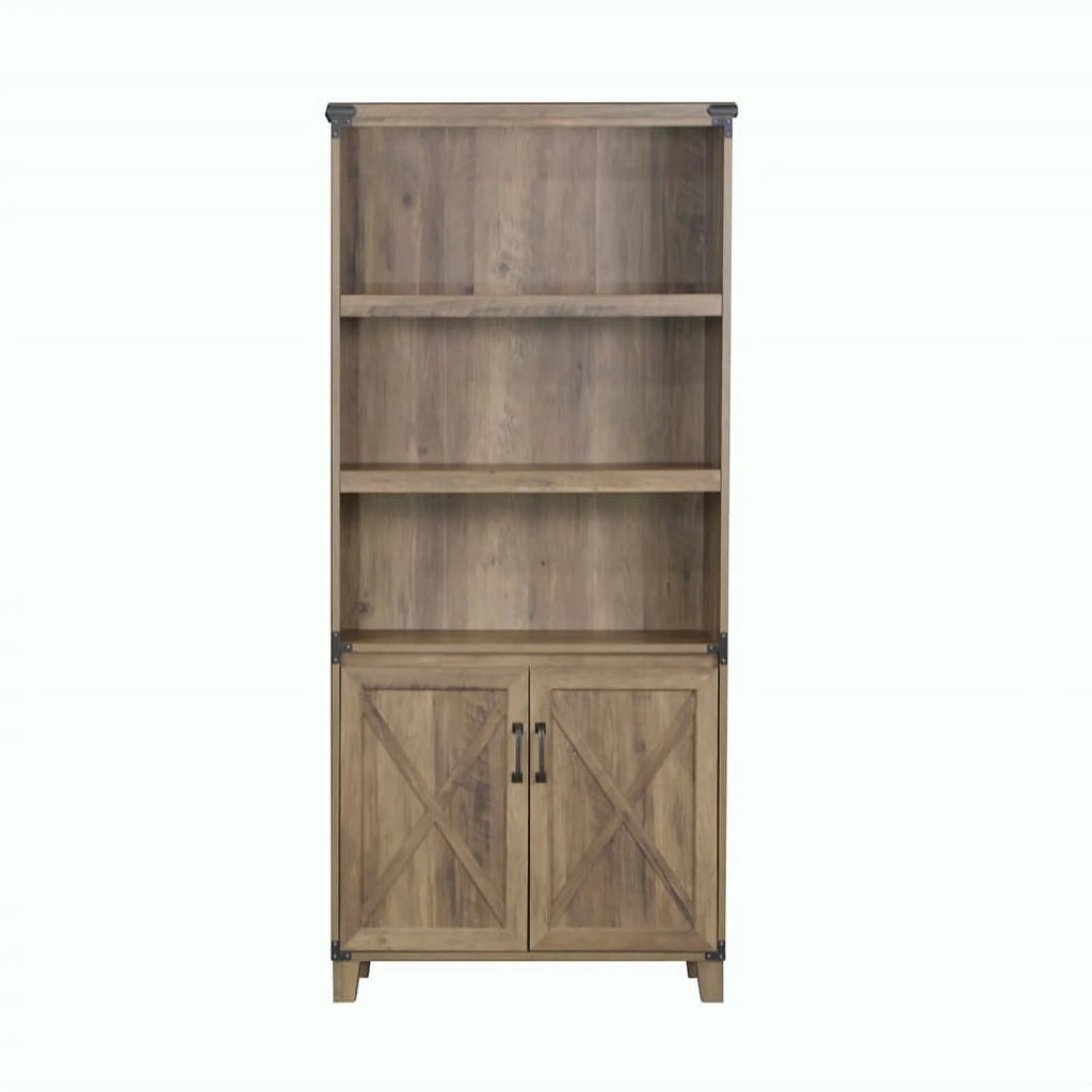 Rustic Oak 2-Door Engineered Wood Bookcase O979785