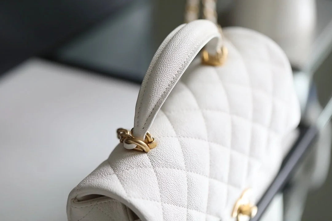 White Mini Flapbag With Top Handle J438