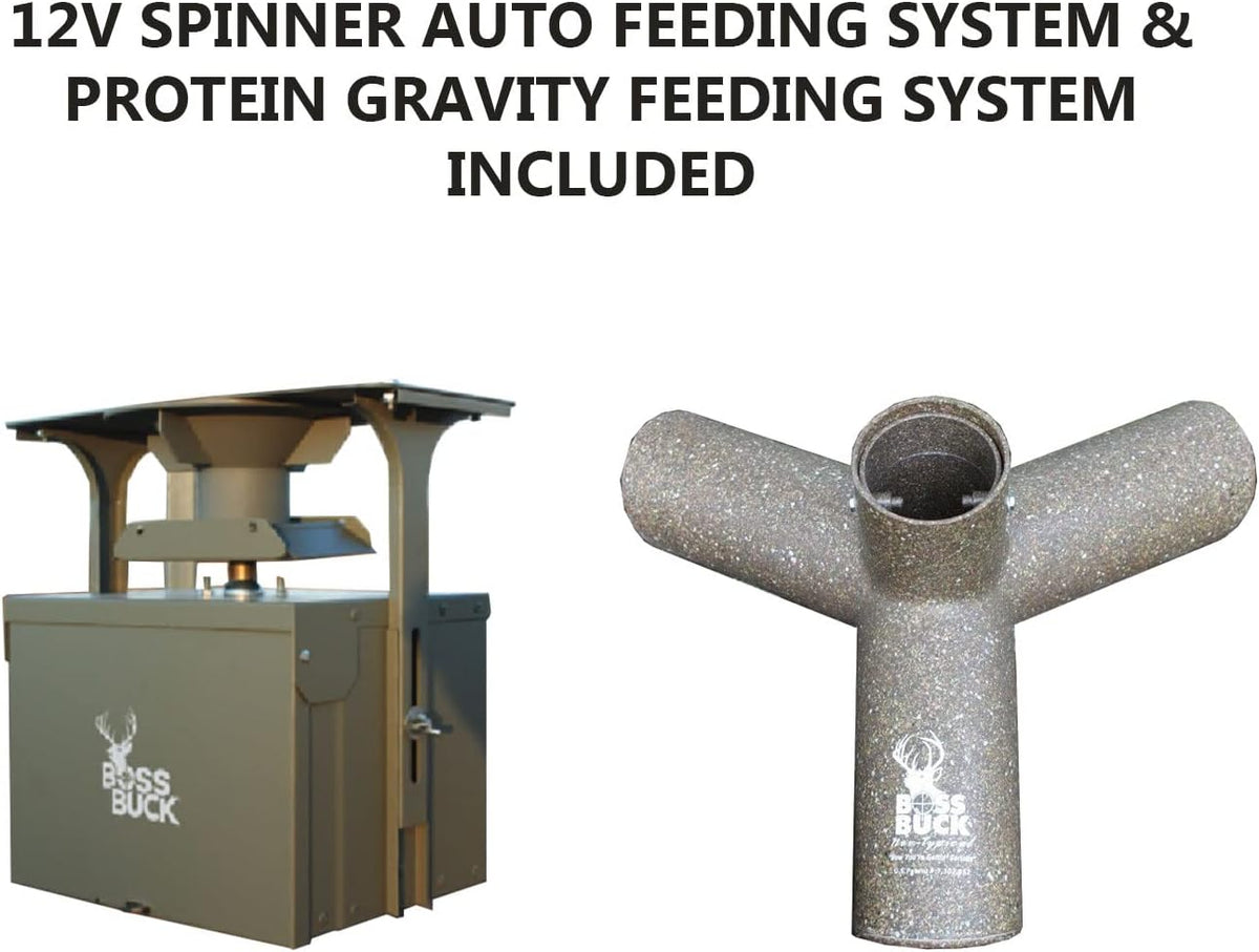 200 Pounds Heavy Duty 2 Step Deer Feeder Drum with Protein 3 Feed Tube E672