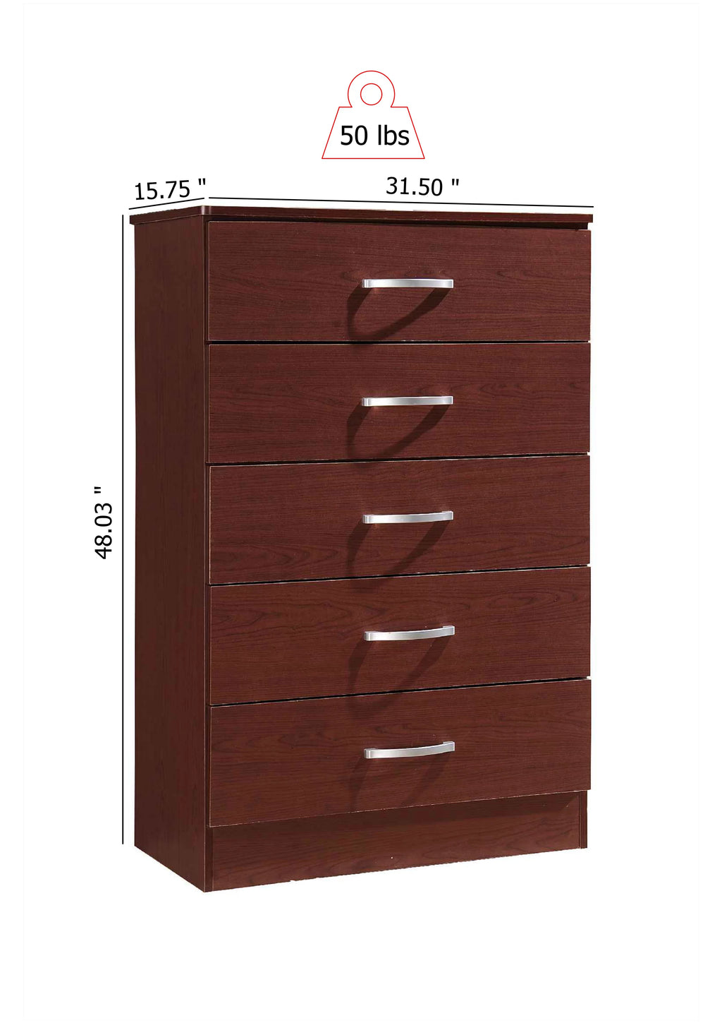 5 Drawer Wood Chest K57837