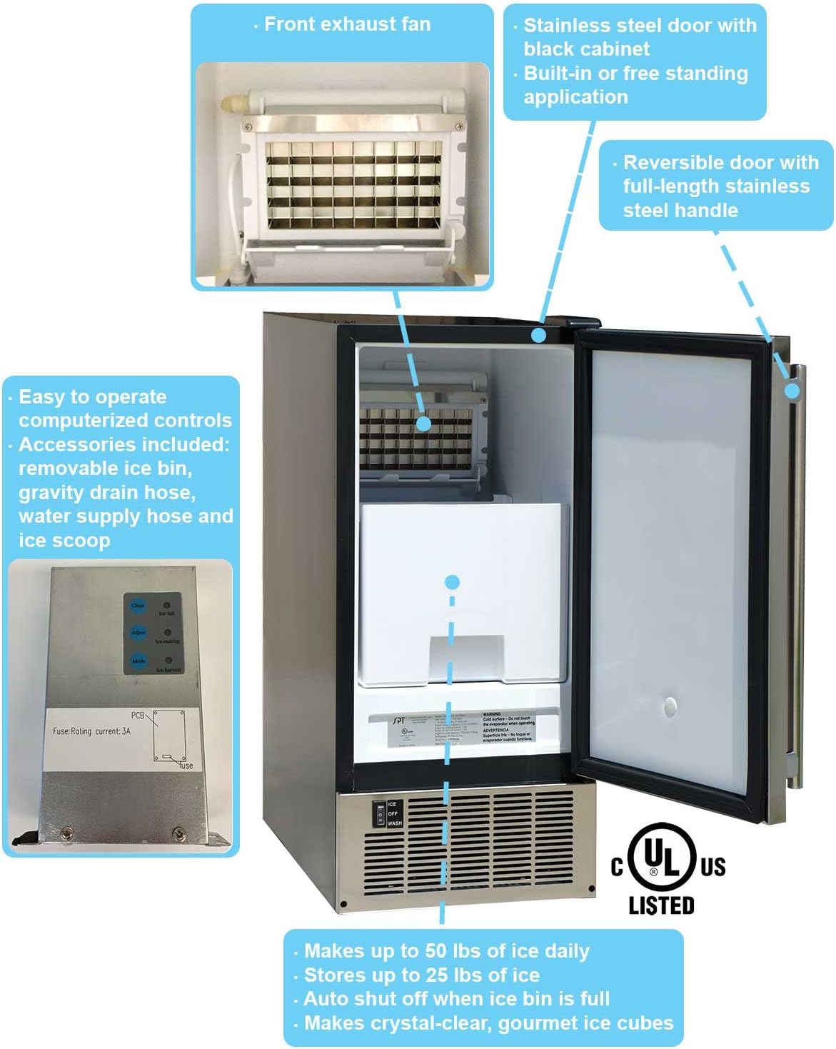 50LBS Stainless Steel Under-Counter Ice Maker J69006