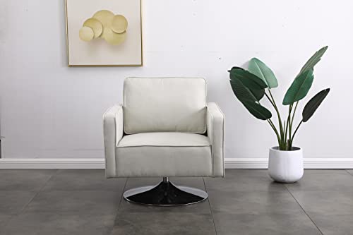 Swivel Teddy Fabric Accent Chair with Metal Base B27460