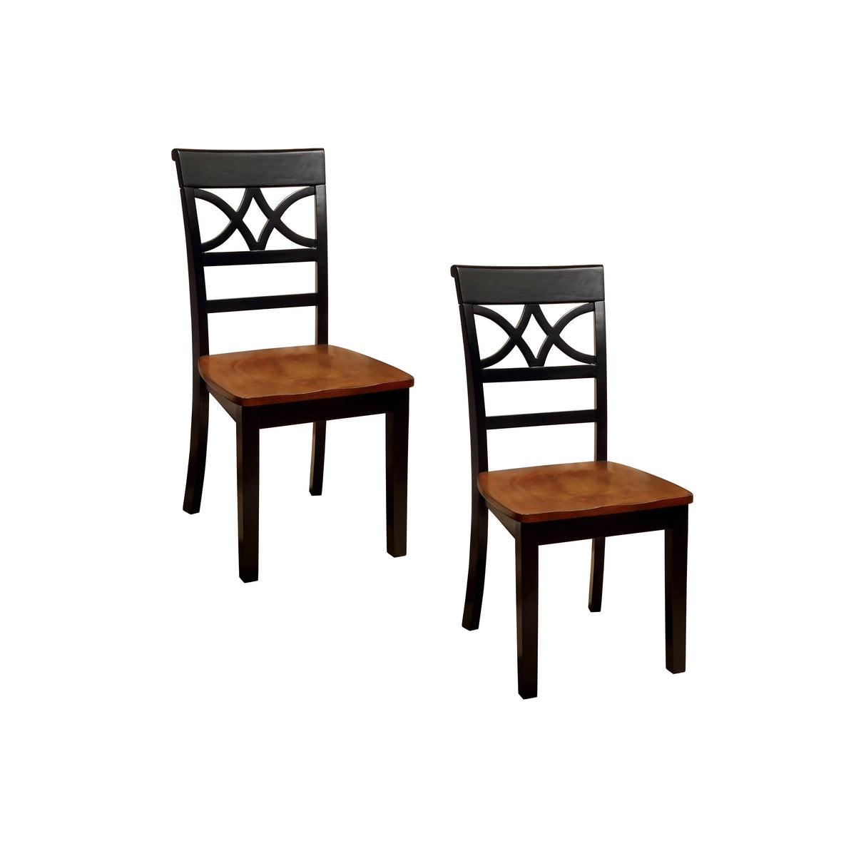 Black and Cherry Wood Dining Chairs, Set of 2 T294