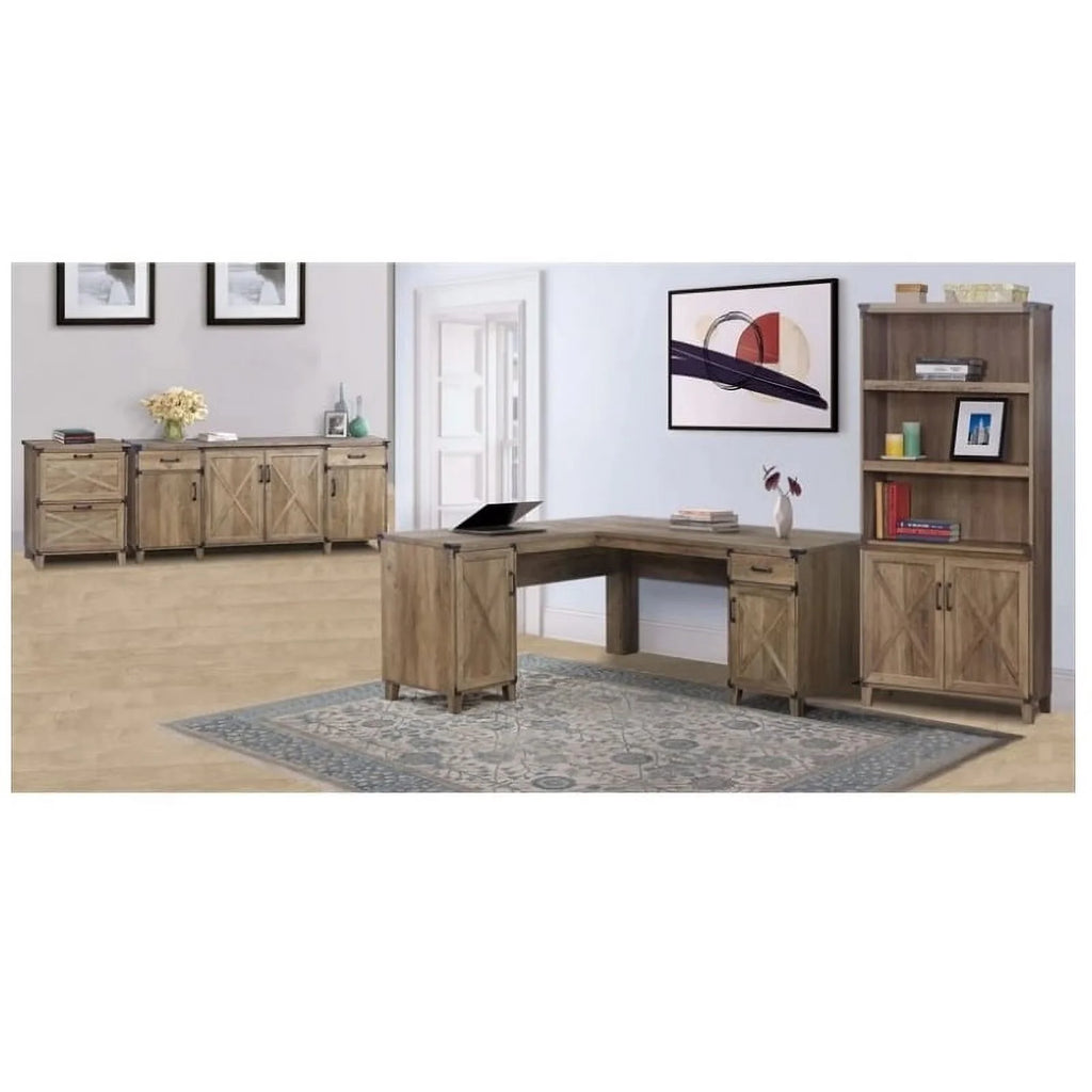 Rustic Oak 2-Door Engineered Wood Bookcase O979785