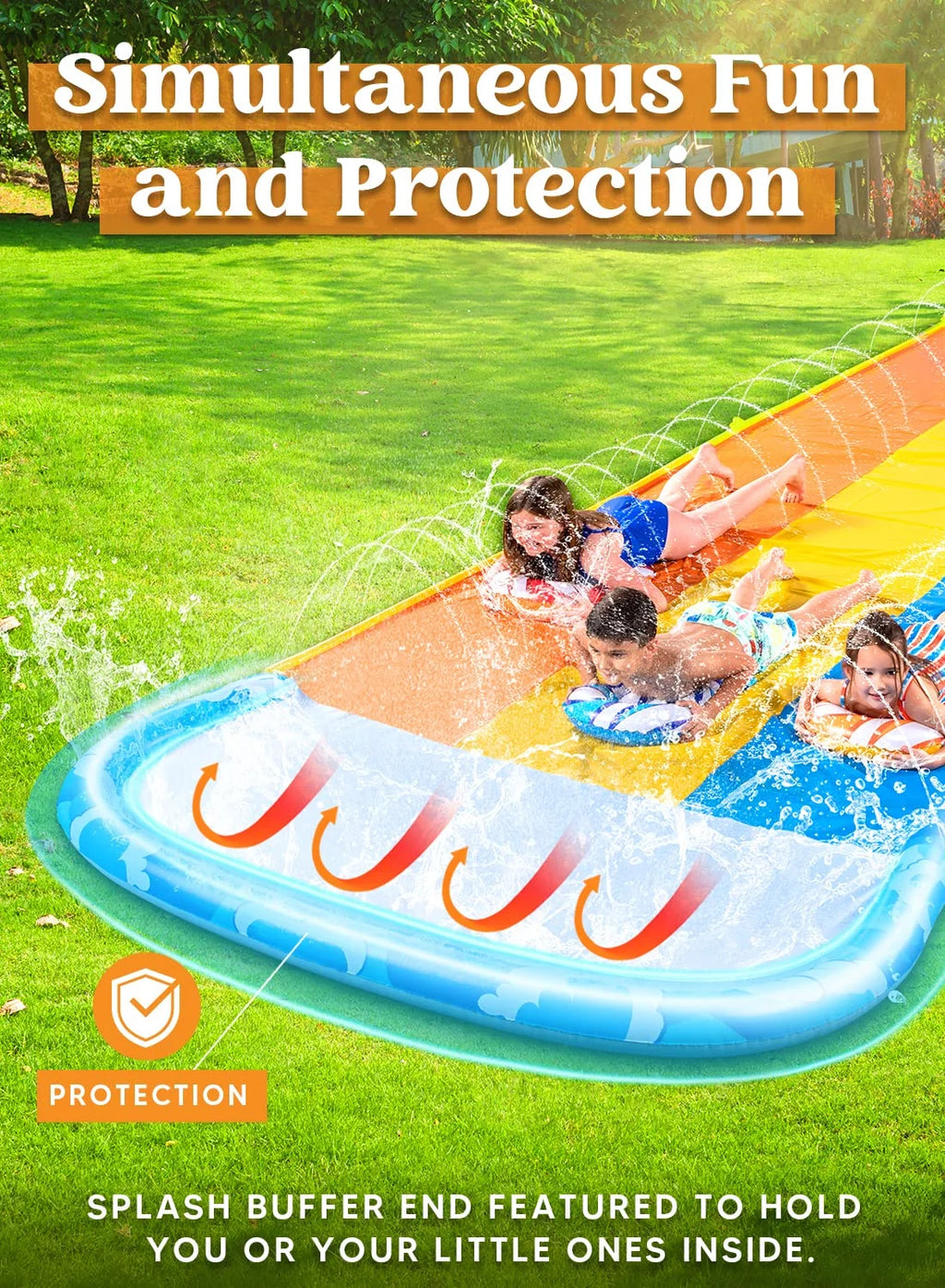 22.5ft Triple Water Slide and 3 Boogie Boards E875702
