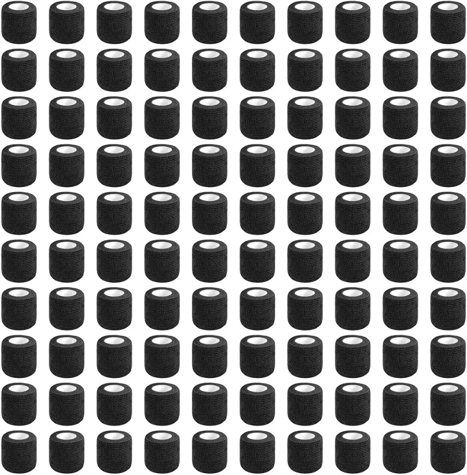 100 Rolls 2 inch Black Self Adhesive Cohesive Bandage Wrap Y734857