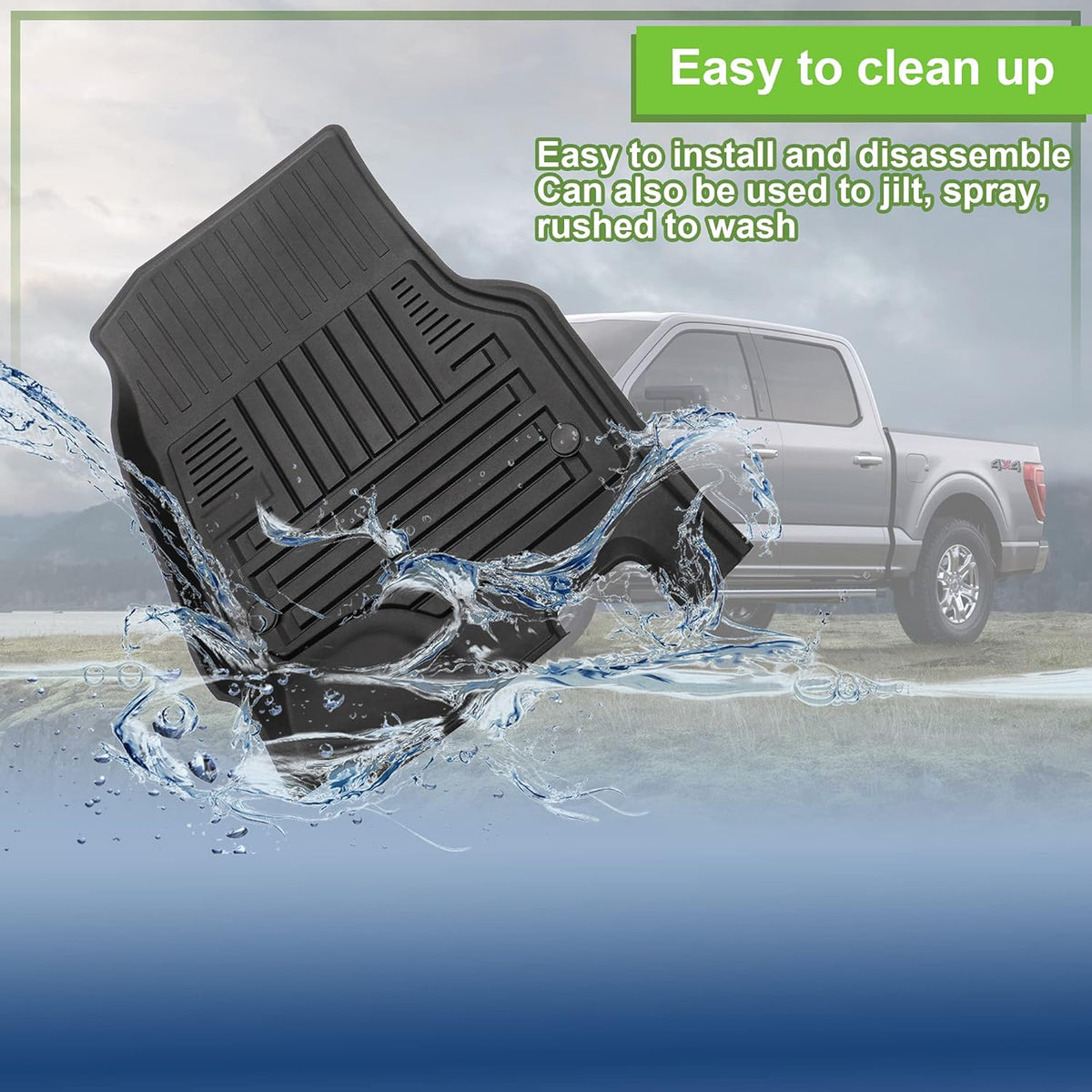 Black TPE All Weather Floor Mats, Full Set of Front and Rear T69121