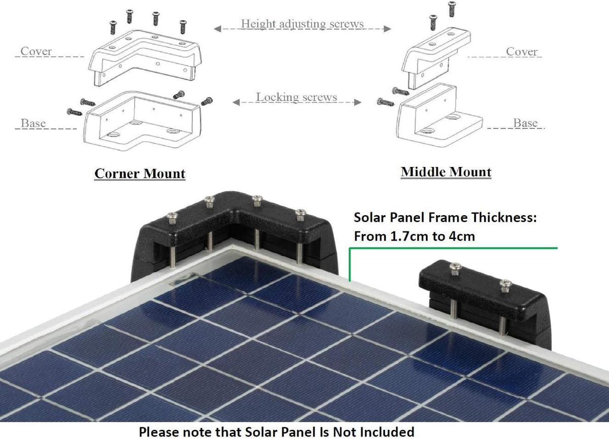 Solar Panel Mounting Brackets Corner Mount Kits for Framed Solar Panels, Pack of 2 Y46594